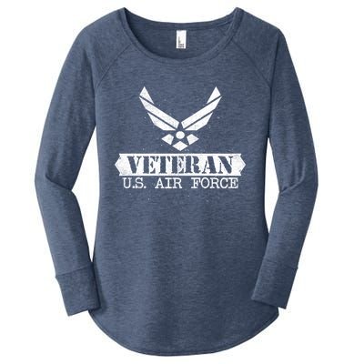 Proud Veteran Stylish Cool Us Air Force Wings Gift Funny Gift Women's Perfect Tri Tunic Long Sleeve Shirt