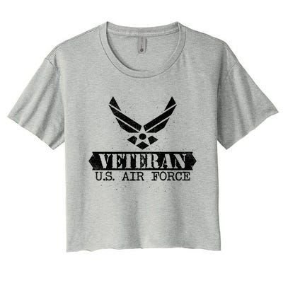 Proud Veteran Stylish Cool Us Air Force Wings Gift Funny Gift Women's Crop Top Tee