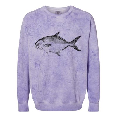 Pompano Vintage Style Pompano Fishing Retro Gift Colorblast Crewneck Sweatshirt