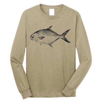 Pompano Vintage Style Pompano Fishing Retro Gift Long Sleeve Shirt