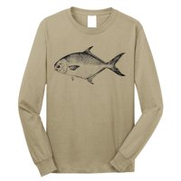 Pompano Vintage Style Pompano Fishing Retro Gift Long Sleeve Shirt