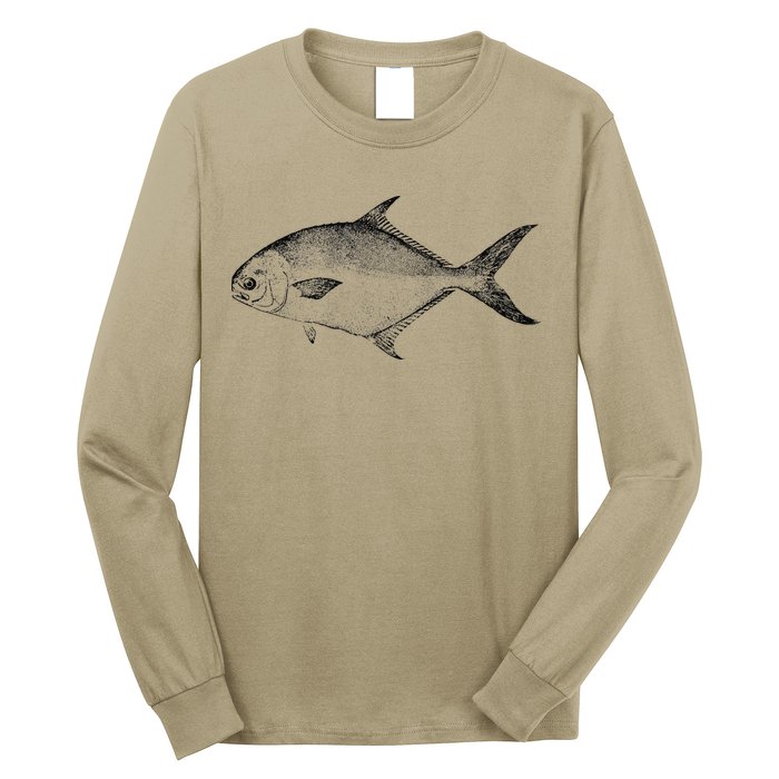 Pompano Vintage Style Pompano Fishing Retro Gift Long Sleeve Shirt