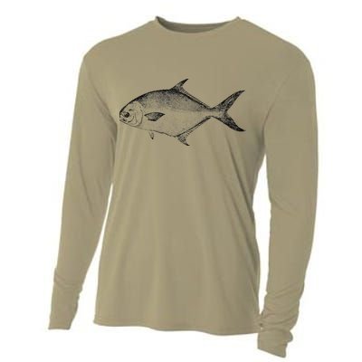 Pompano Vintage Style Pompano Fishing Retro Gift Cooling Performance Long Sleeve Crew