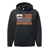 Patriotic Vintage San Francisco Baseball Flag Performance Fleece Hoodie