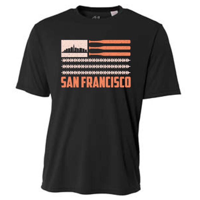 Patriotic Vintage San Francisco Baseball Flag Cooling Performance Crew T-Shirt