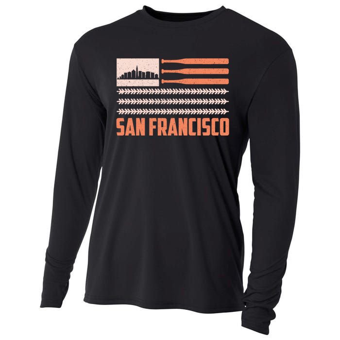 Patriotic Vintage San Francisco Baseball Flag Cooling Performance Long Sleeve Crew