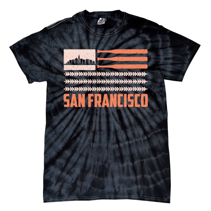 Patriotic Vintage San Francisco Baseball Flag Tie-Dye T-Shirt