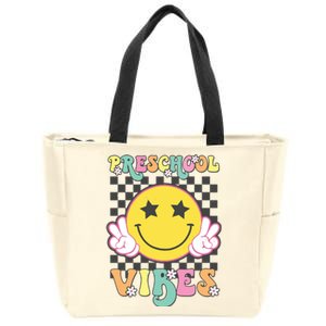 Preschool Vibes Smile Face Back To School Preschool Girl Zip Tote Bag