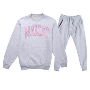 Preppy Varsity Style Pink Malibu California Trendy Premium Crewneck Sweatsuit Set