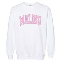 Preppy Varsity Style Pink Malibu California Trendy Garment-Dyed Sweatshirt