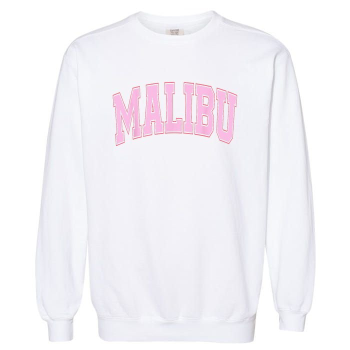 Preppy Varsity Style Pink Malibu California Trendy Garment-Dyed Sweatshirt