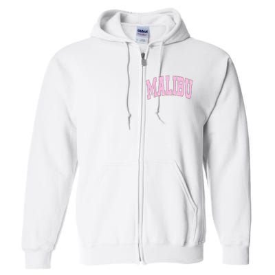 Preppy Varsity Style Pink Malibu California Trendy Full Zip Hoodie