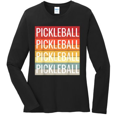 Pickleball Vintage Sunshine Design A Sports Lover Ladies Long Sleeve Shirt