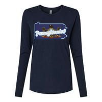 Pennsylvania Vintage State Flag Logo Womens Cotton Relaxed Long Sleeve T-Shirt