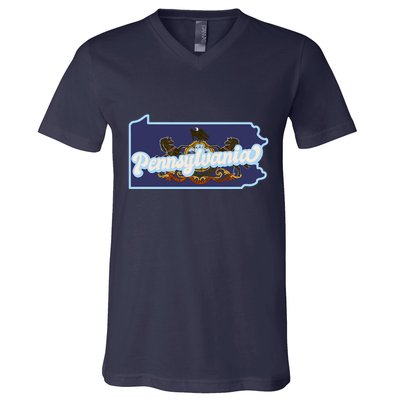Pennsylvania Vintage State Flag Logo V-Neck T-Shirt