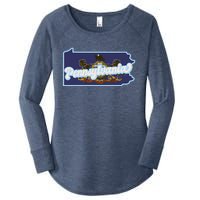 Pennsylvania Vintage State Flag Logo Women's Perfect Tri Tunic Long Sleeve Shirt