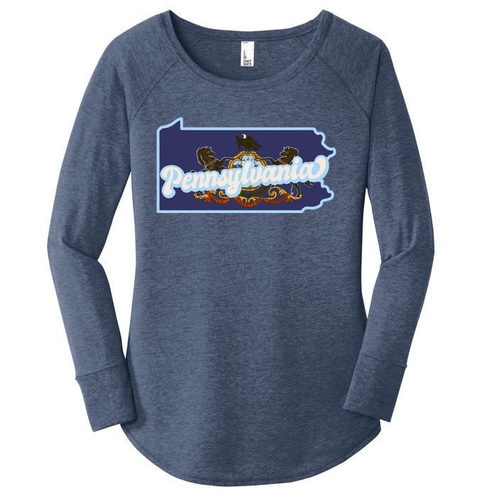 Pennsylvania Vintage State Flag Logo Women's Perfect Tri Tunic Long Sleeve Shirt