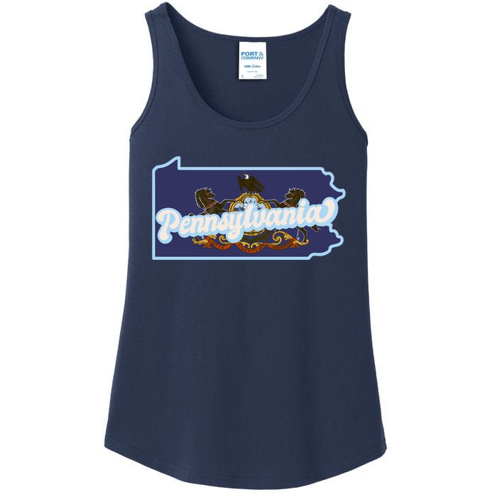 Pennsylvania Vintage State Flag Logo Ladies Essential Tank