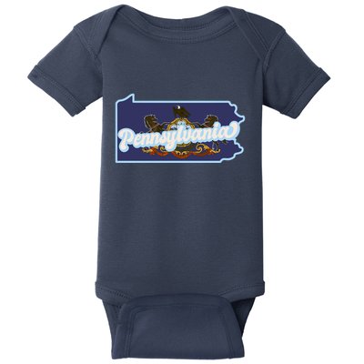 Pennsylvania Vintage State Flag Logo Baby Bodysuit