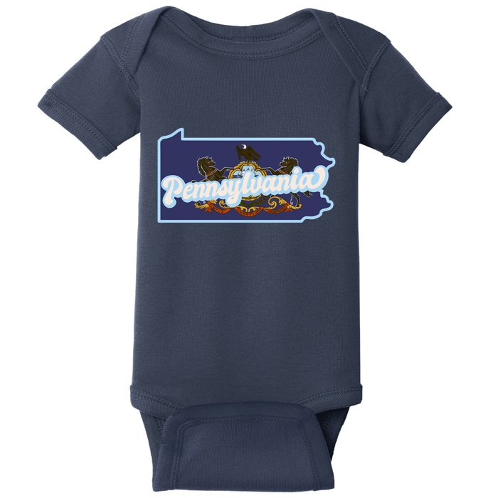 Pennsylvania Vintage State Flag Logo Baby Bodysuit