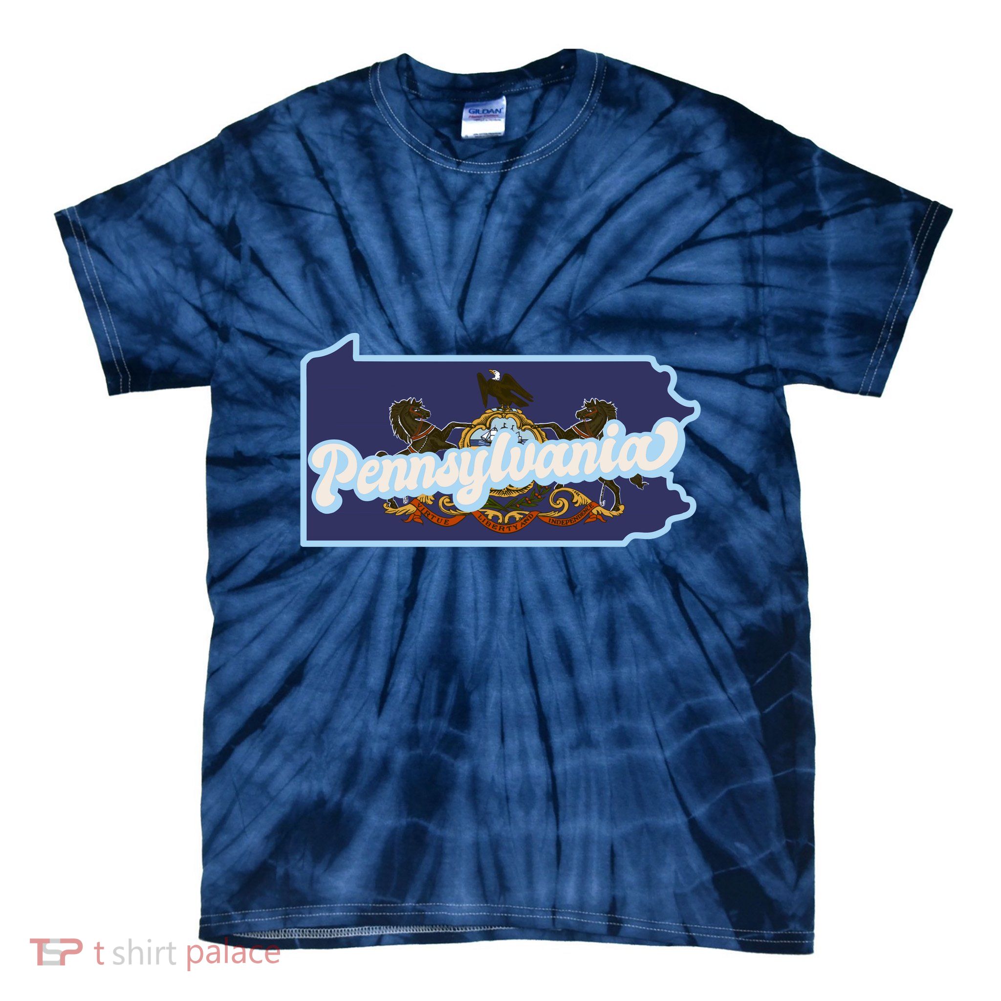 Pennsylvania Vintage State Flag Logo Tie-Dye T-Shirt