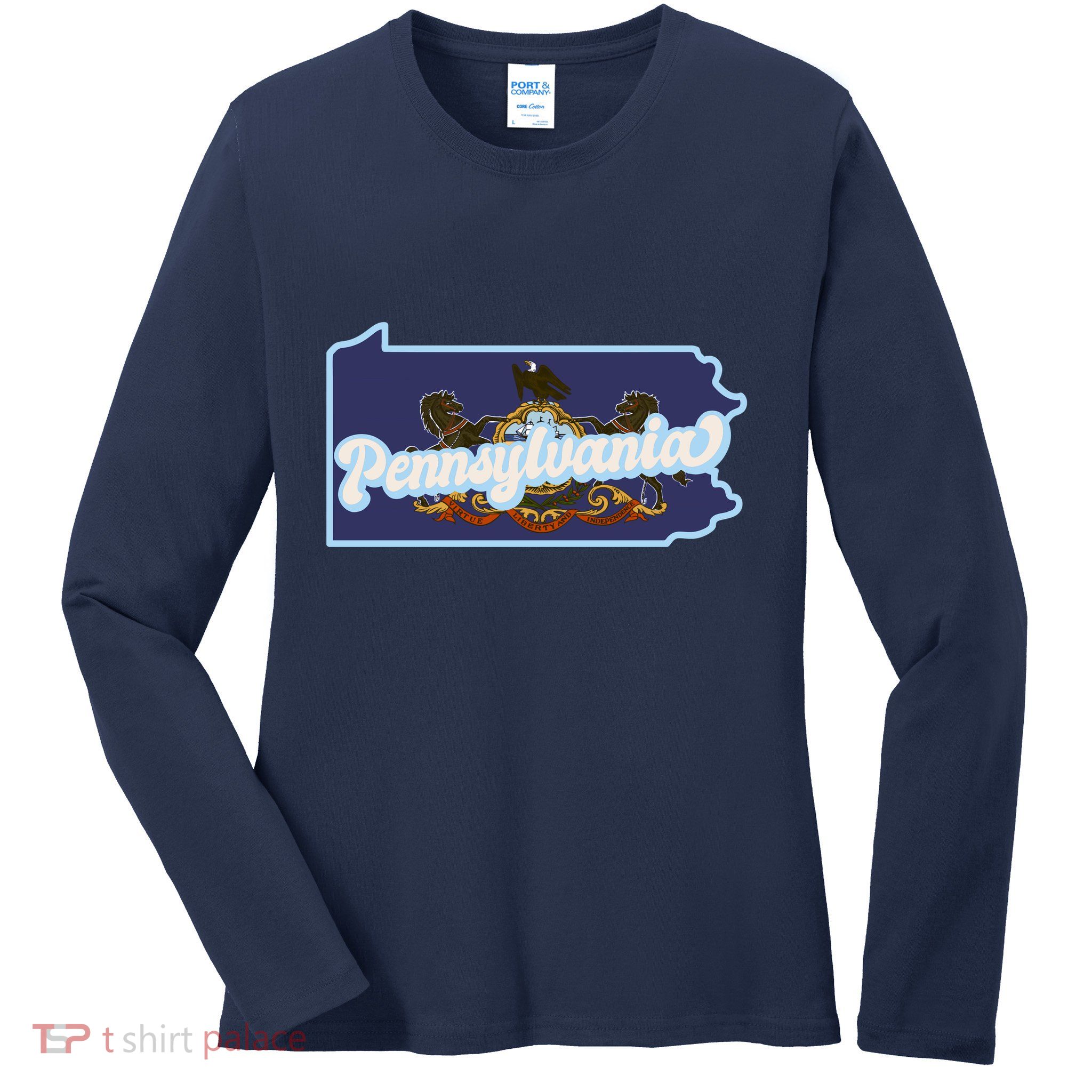 Pennsylvania Vintage State Flag Logo Ladies Long Sleeve Shirt