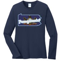 Pennsylvania Vintage State Flag Logo Ladies Long Sleeve Shirt