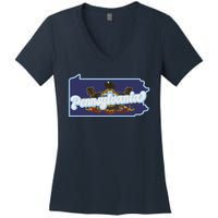 Pennsylvania Vintage State Flag Logo Women's V-Neck T-Shirt