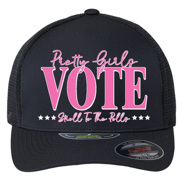 Pretty Vote Stroll To The Polls Voting Design Flexfit Unipanel Trucker Cap