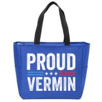 Proud Vermin Simple Word Text Only Vintage Distress Zip Tote Bag