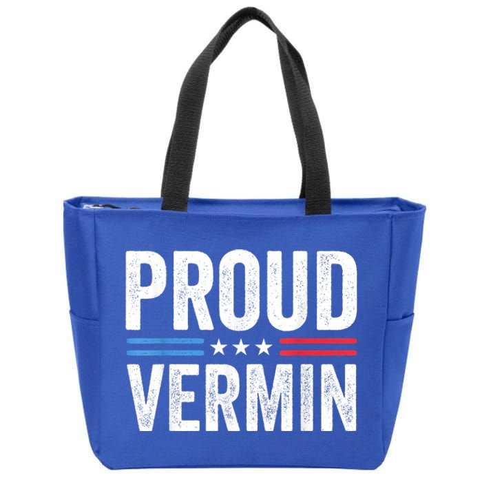 Proud Vermin Simple Word Text Only Vintage Distress Zip Tote Bag