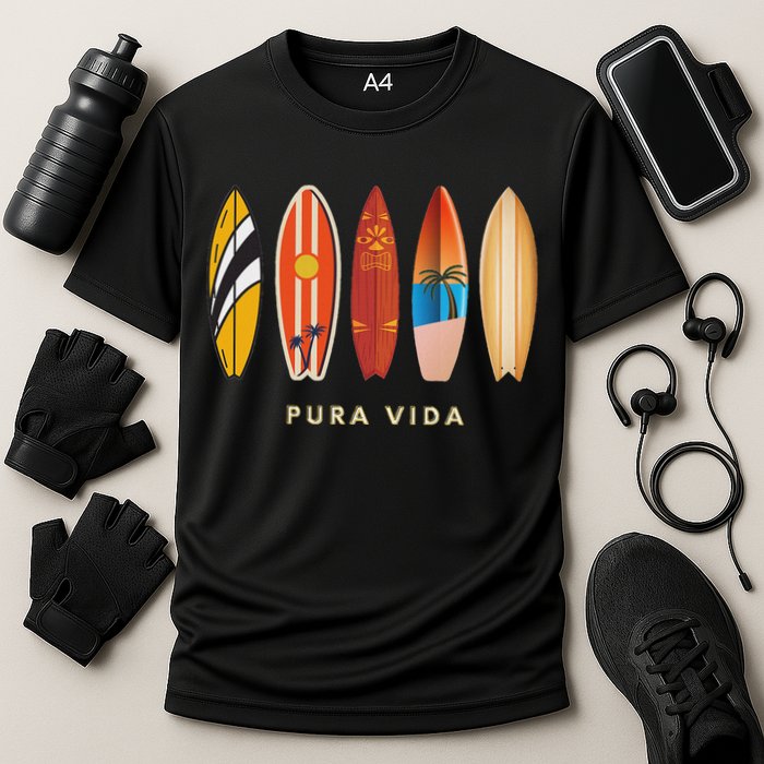 Pura Vida Surfboards Costa Rica Surfing Cooling Performance Crew T-Shirt
