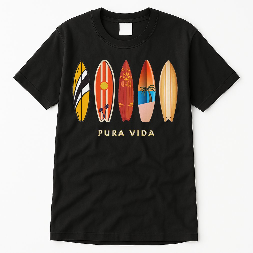 Pura Vida Surfboards Costa Rica Surfing Tall T-Shirt