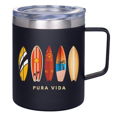 Pura Vida Surfboards Costa Rica Surfing 12oz Stainless Steel Coffee Mug