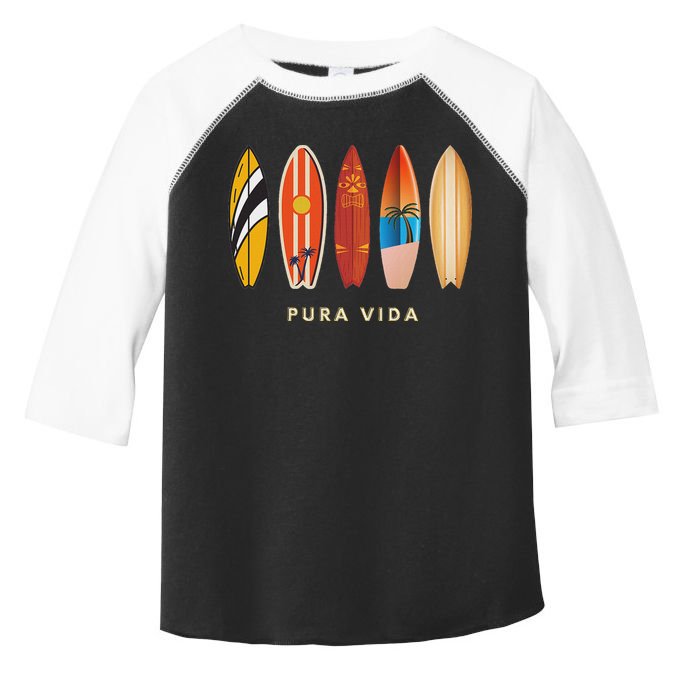 Pura Vida Surfboards Costa Rica Surfing Toddler Fine Jersey T-Shirt