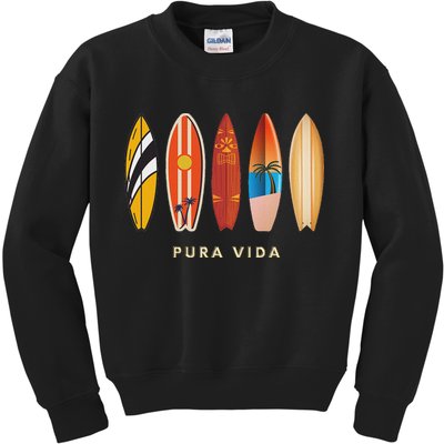 Pura Vida Surfboards Costa Rica Surfing Kids Sweatshirt