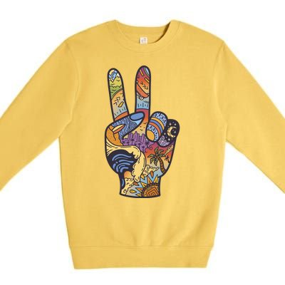 Paradise Vacation Travel Peace Sign Premium Crewneck Sweatshirt