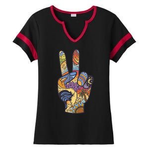 Paradise Vacation Travel Peace Sign Ladies Halftime Notch Neck Tee