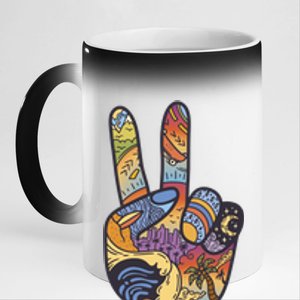 Paradise Vacation Travel Peace Sign 11oz Black Color Changing Mug