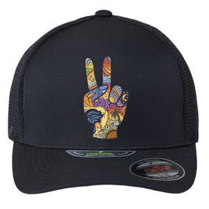 Paradise Vacation Travel Peace Sign Flexfit Unipanel Trucker Cap