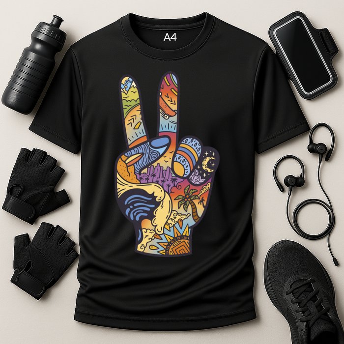 Paradise Vacation Travel Peace Sign Performance Shirt