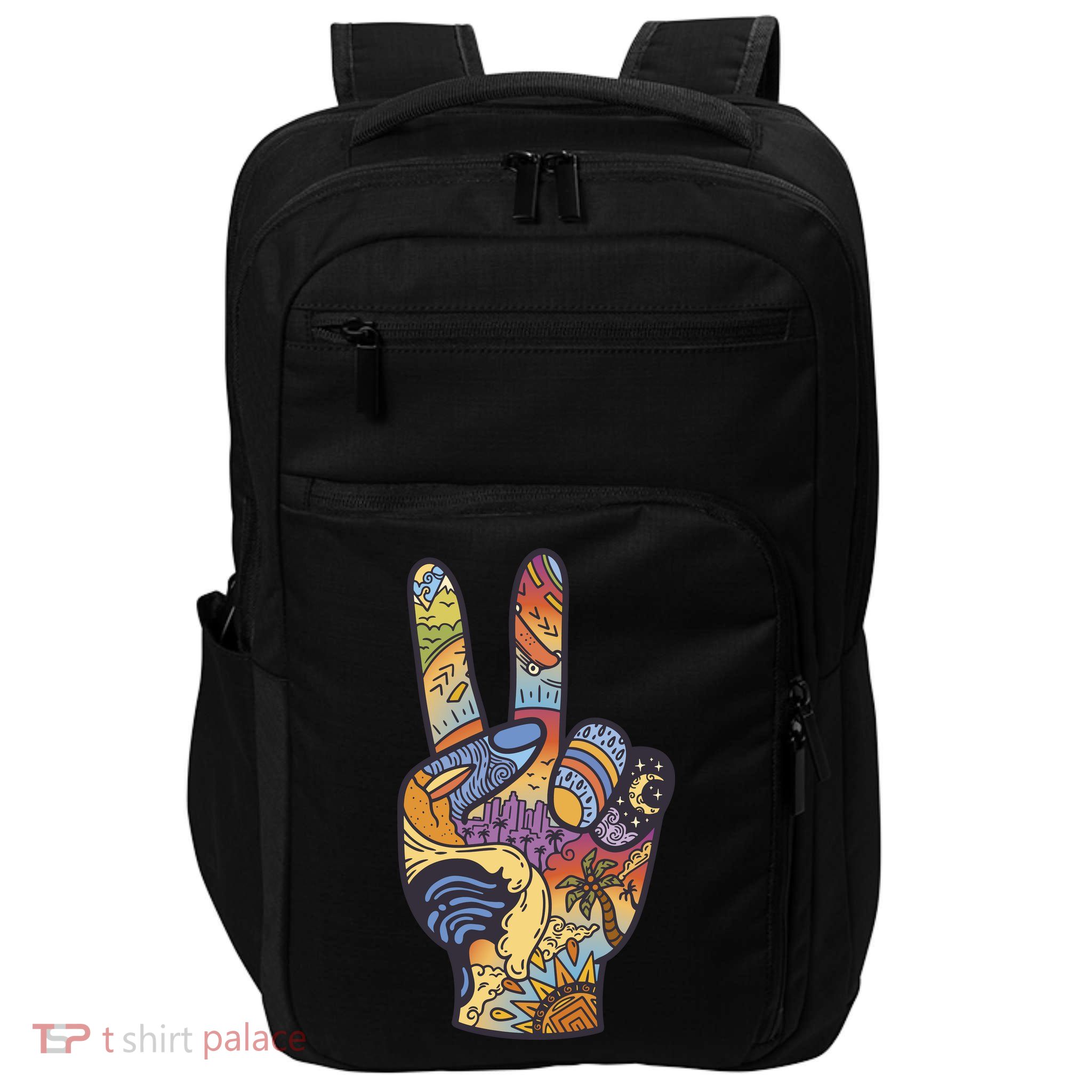 Paradise Vacation Travel Peace Sign Impact Tech Backpack