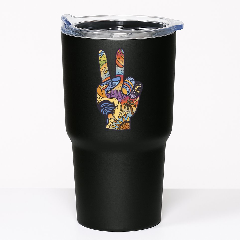 Paradise Vacation Travel Peace Sign Tumbler