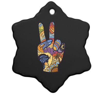 Paradise Vacation Travel Peace Sign Ceramic Star Ornament