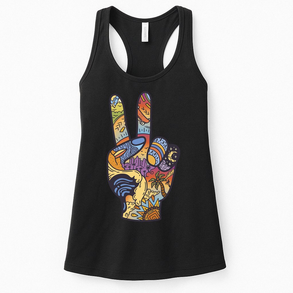 Paradise Vacation Travel Peace Sign Womens Tank Top