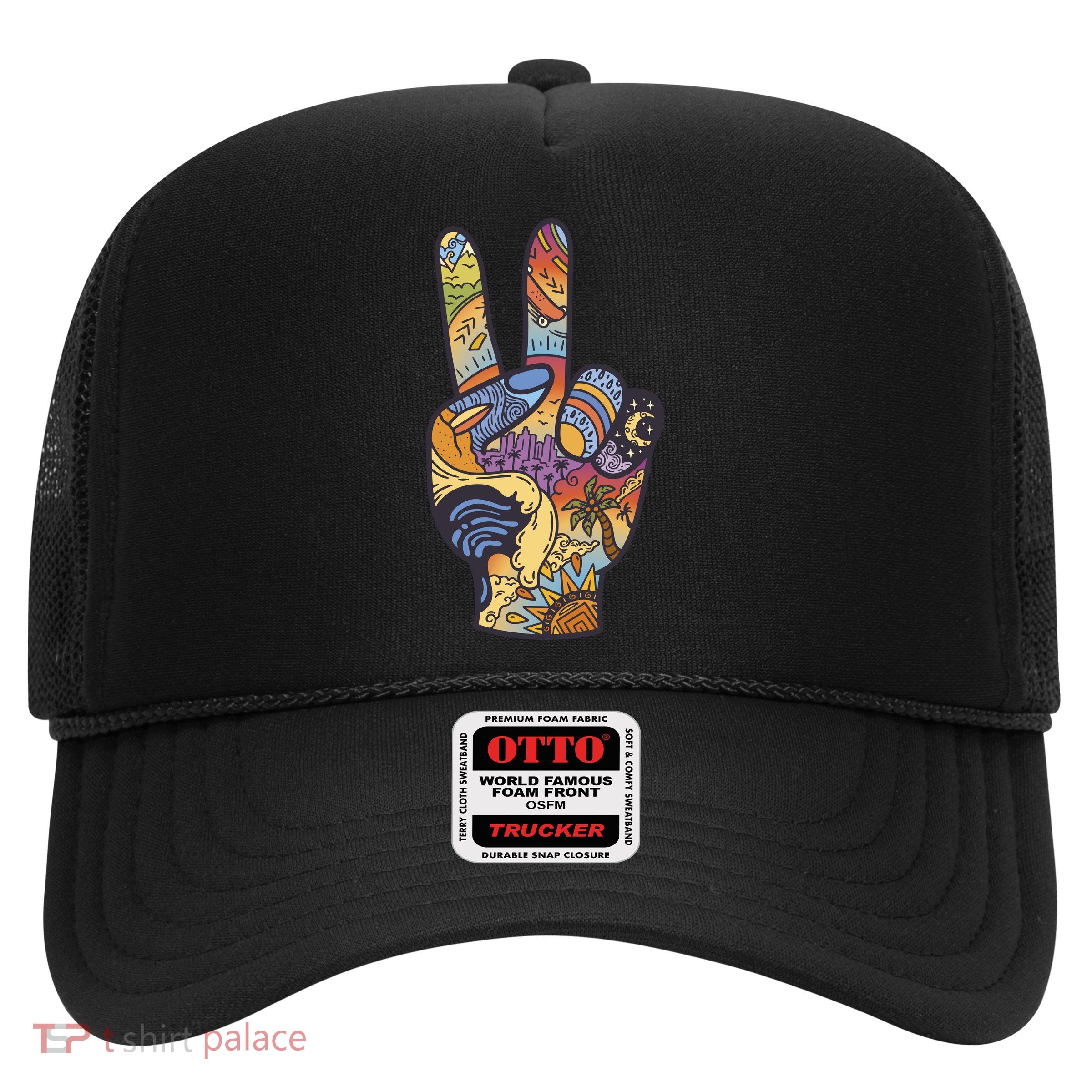 Paradise Vacation Travel Peace Sign Trucker Hat