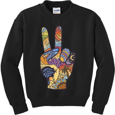 Paradise Vacation Travel Peace Sign Kids Sweatshirt