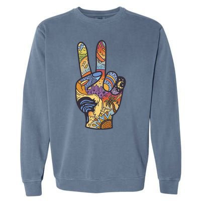 Paradise Vacation Travel Peace Sign Garment-Dyed Sweatshirt