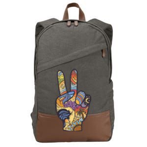 Paradise Vacation Travel Peace Sign Cotton Canvas Backpack