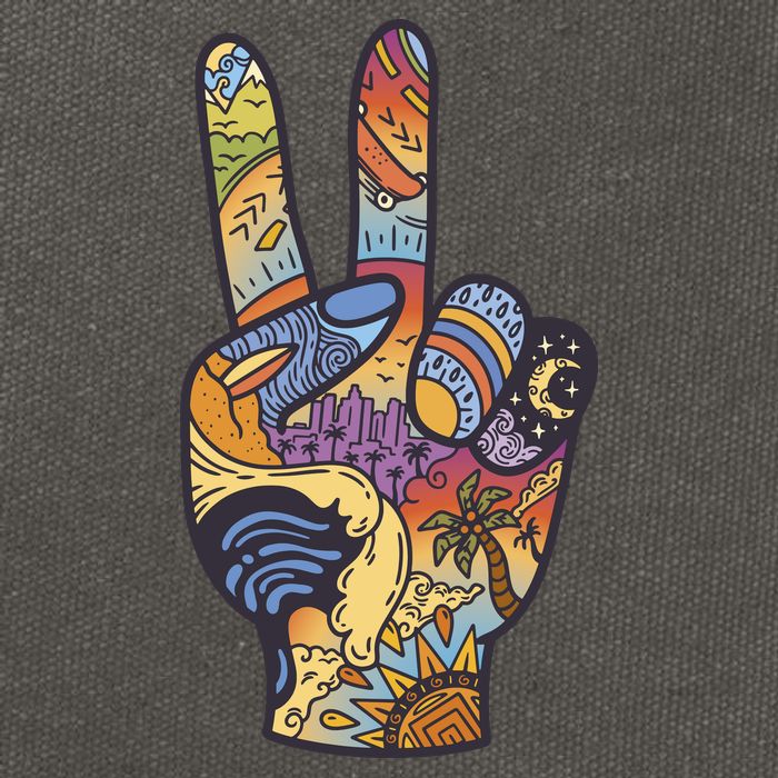 Paradise Vacation Travel Peace Sign Cotton Canvas Backpack